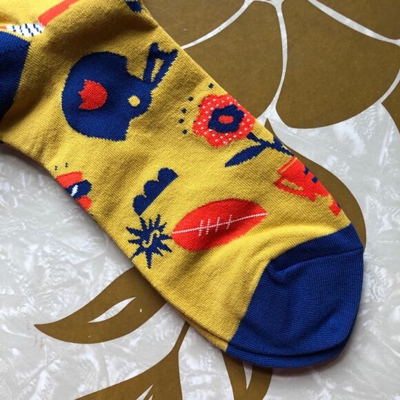 Sock It To Me Artist Colab Ryan Bubnis Yellow Blue Sports Novelty Crew Socks - Picture 4 of 7